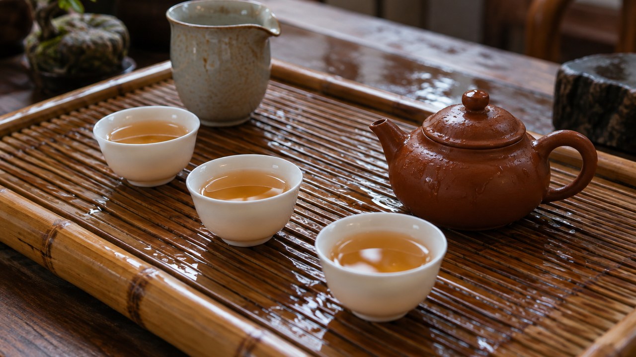 潮州工夫茶席上的小茶杯与朱泥壶
