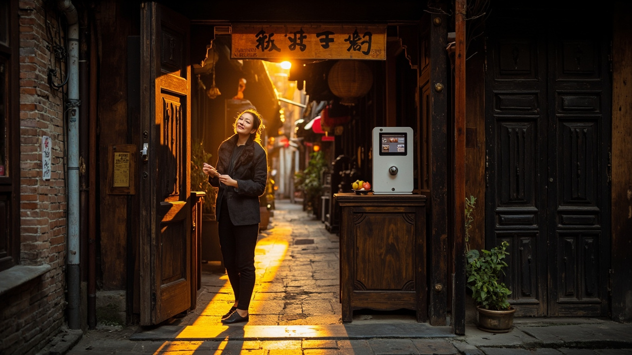 潮州街边小店的小程序入口立牌