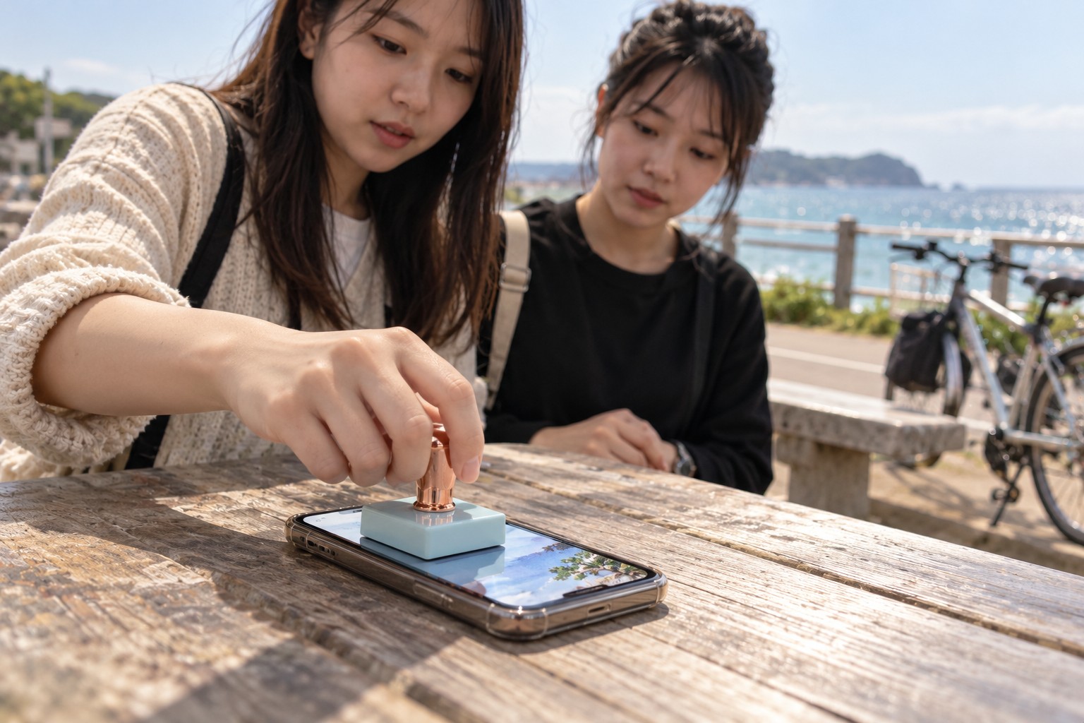 南澳岛环岛公路上骑行者队伍沿海岸线前进