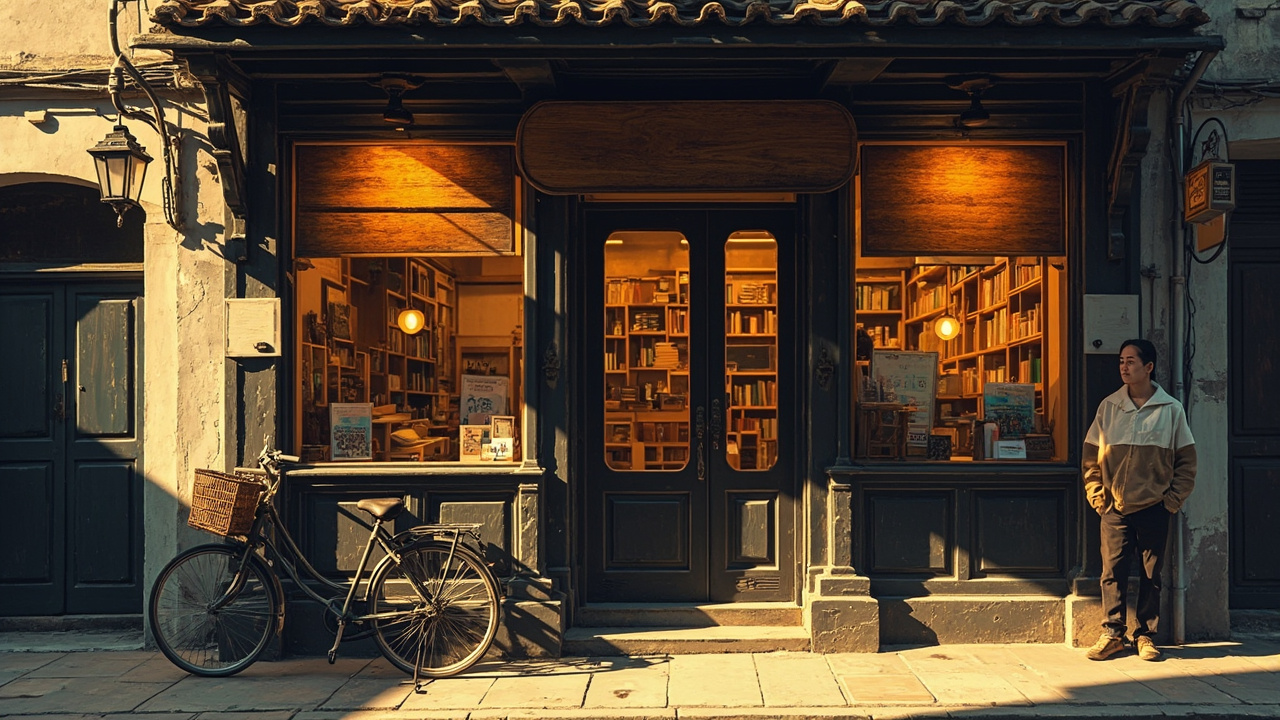 老市区街边的小书店门面