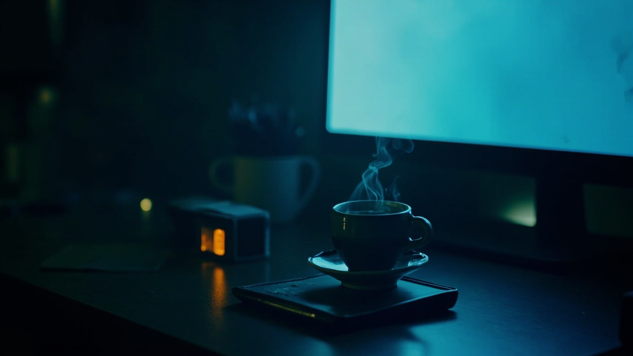 网站制作完成等待上线的夜晚办公室