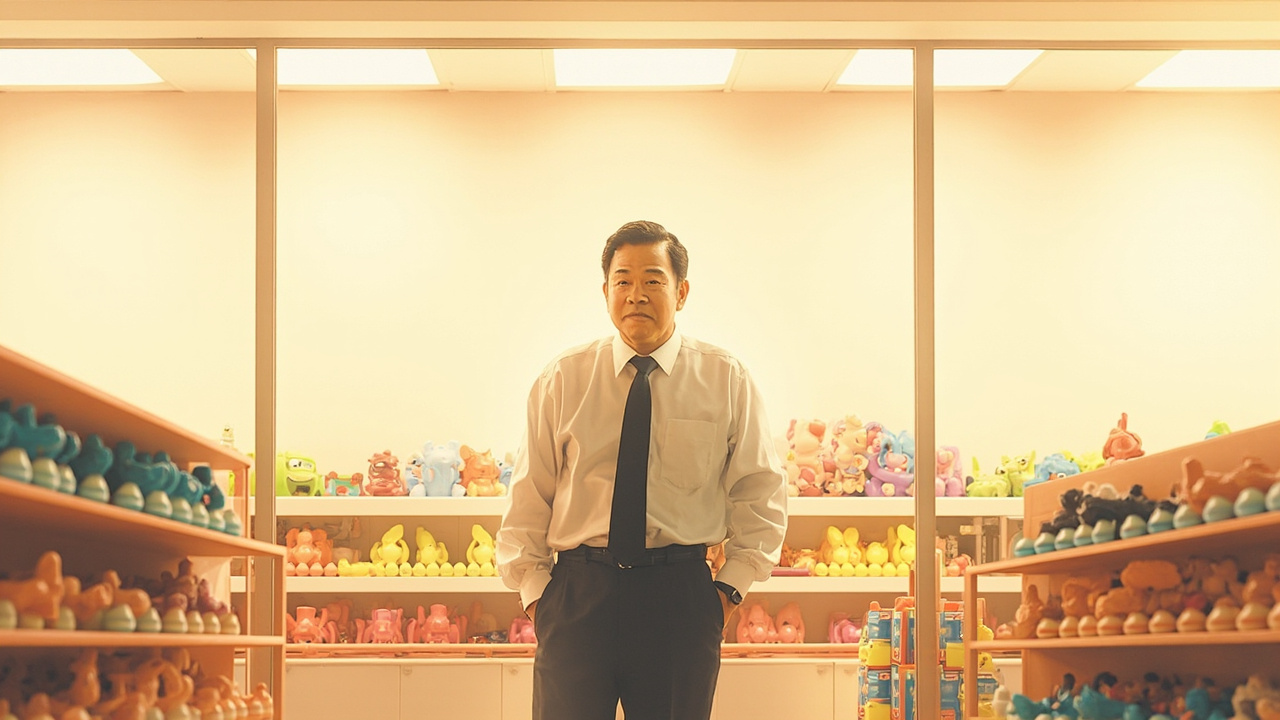 玩具厂展示厅里的样品架