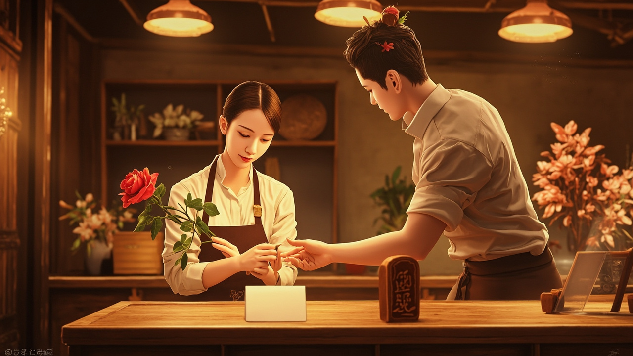 花店柜台为集章客人准备的小礼物