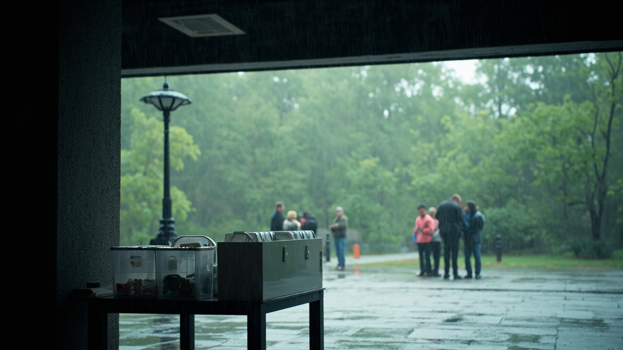 雨天里挪到廊下的盖章点